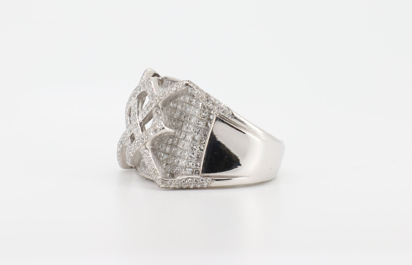14K White Gold 5.5 Carat VS Diamond Ring with Princess & Round Cut