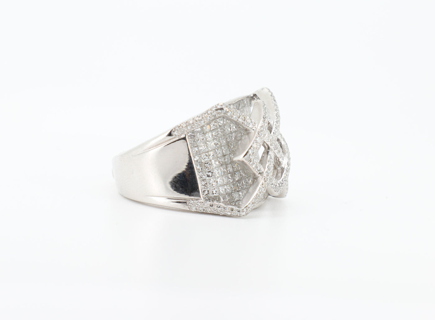 14K White Gold 5.5 Carat VS Diamond Ring with Princess & Round Cut