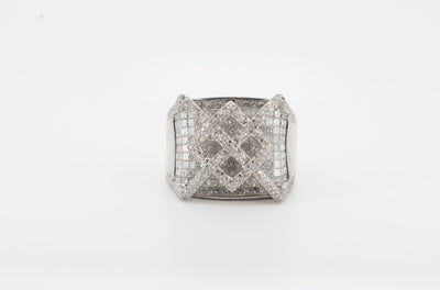 14K White Gold 5.5 Carat VS Diamond Ring with Princess & Round Cut