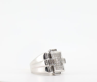 14K White Gold 2 Carat Princess & Round Cut Diamond Ring