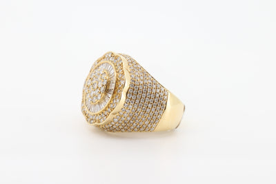 14K Gold 5.05 Carat Round & Baguette Cut Diamond Ring