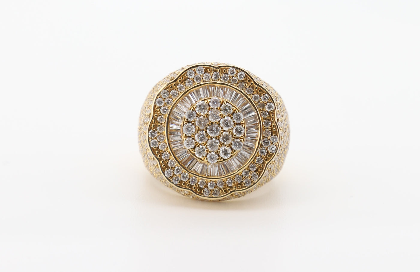14K Gold 5.05 Carat Round & Baguette Cut Diamond Ring