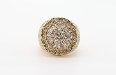 14K Gold 5.05 Carat Round & Baguette Cut Diamond Ring
