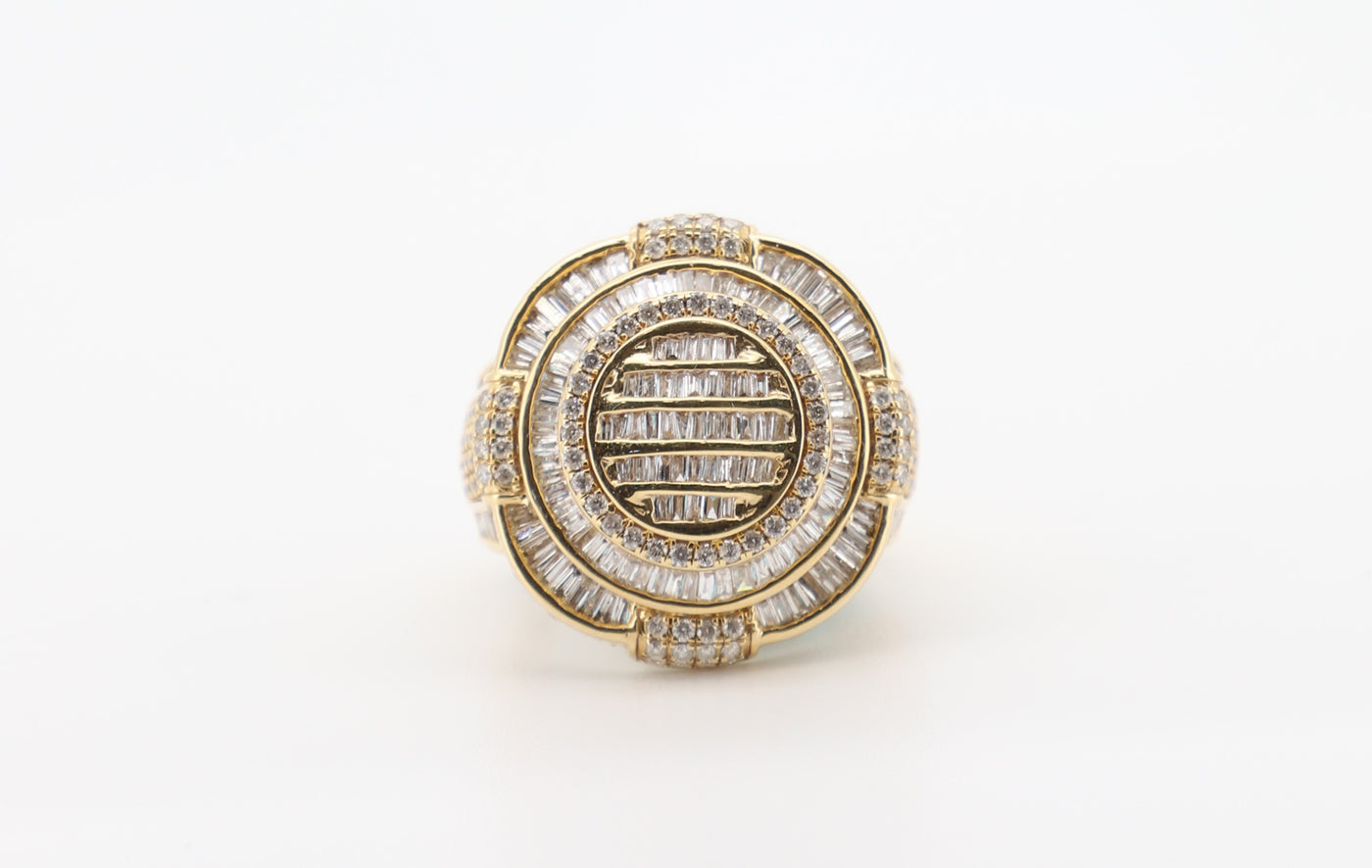 14K Gold 2.66 Carat Round & Baguette Cut Diamond Ring