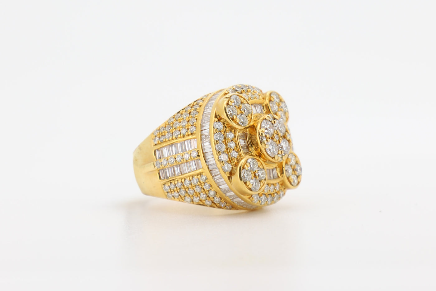 14K Gold 5 Carat Baguette & Round Cut Diamond Ring