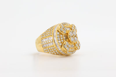 14K Gold 5 Carat Baguette & Round Cut Diamond Ring