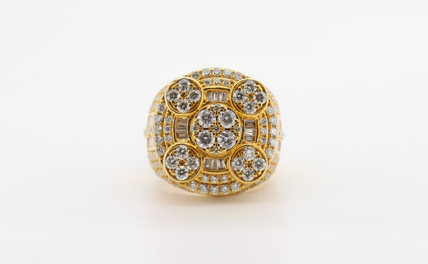 14K Gold 5 Carat Baguette & Round Cut Diamond Ring