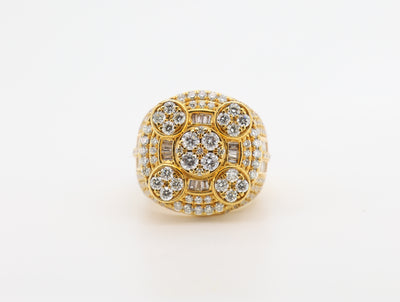 14K Gold 5 Carat Baguette & Round Cut Diamond Ring