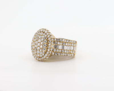 14K Gold 4.16 Carat Oval-Shaped Baguette & Round Cut Diamond Ring