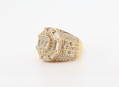 14K Gold 3.56 Carat Baguette & Round Cut Diamond Ring
