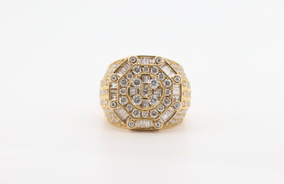 14K Gold 3.56 Carat Baguette & Round Cut Diamond Ring