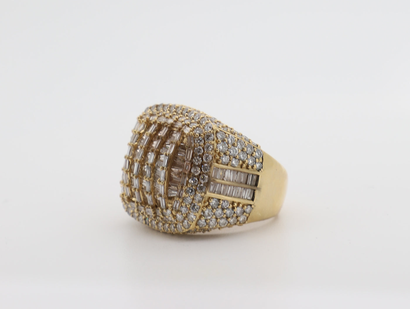 14K Gold 6 Carat Baguette & Round Cut Diamond Ring