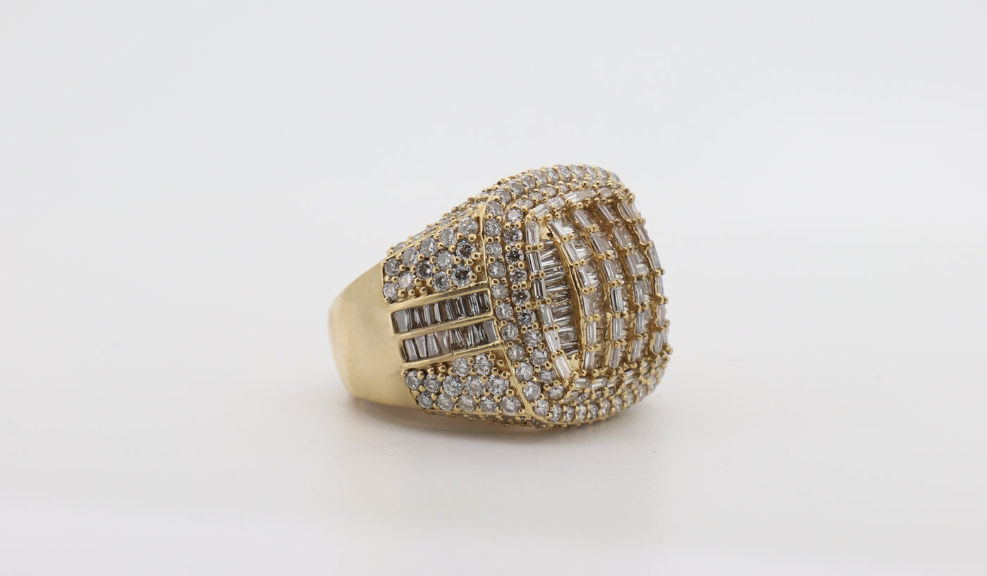 14K Gold 6 Carat Baguette & Round Cut Diamond Ring