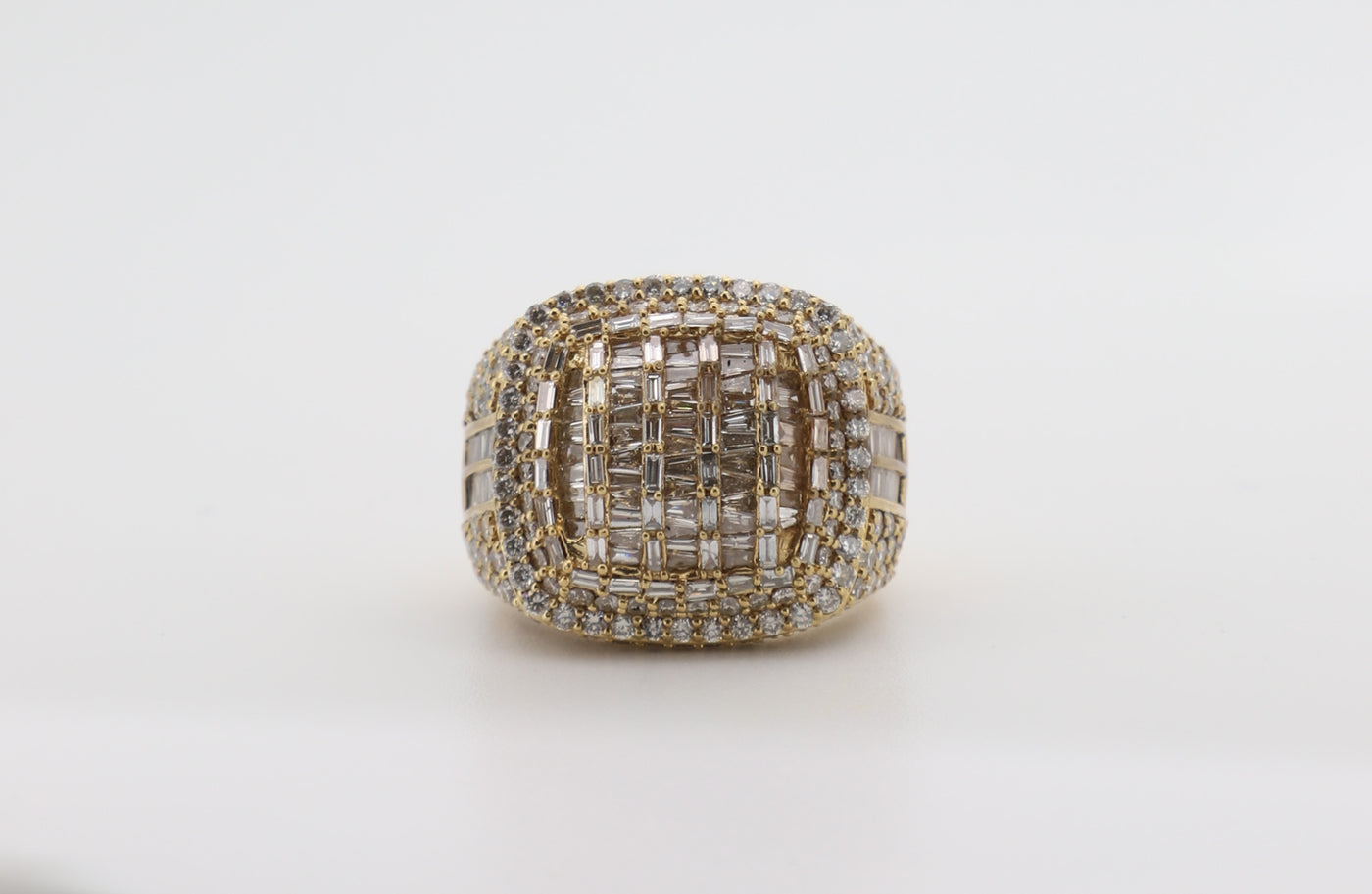 14K Gold 6 Carat Baguette & Round Cut Diamond Ring