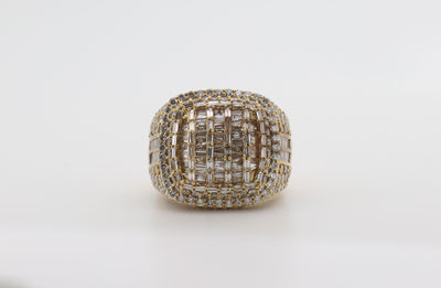 14K Gold 6 Carat Baguette & Round Cut Diamond Ring
