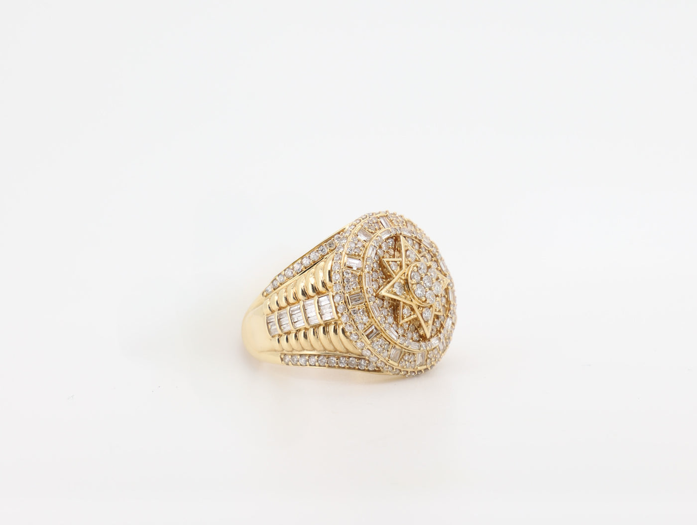 14K Gold 2.17 Carat Baguette & Round Cut Diamond Ring