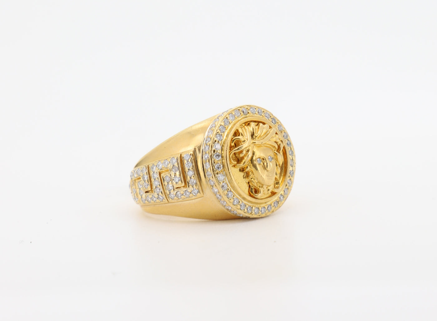 14K Gold 2 Carat Medusa Round Ring