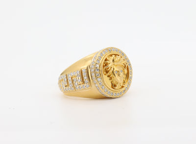 14K Gold 2 Carat Medusa Round Ring