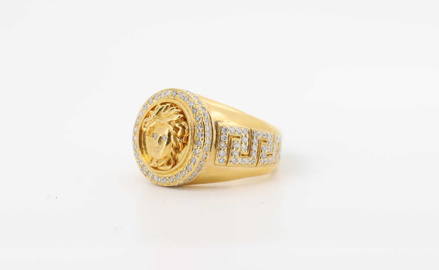 14K Gold 2 Carat Medusa Round Ring