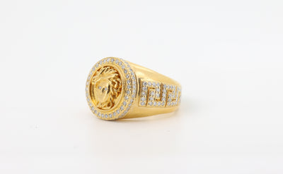 14K Gold 2 Carat Medusa Round Ring