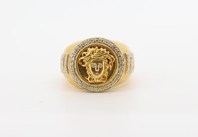 14K Gold 2 Carat Medusa Round Ring