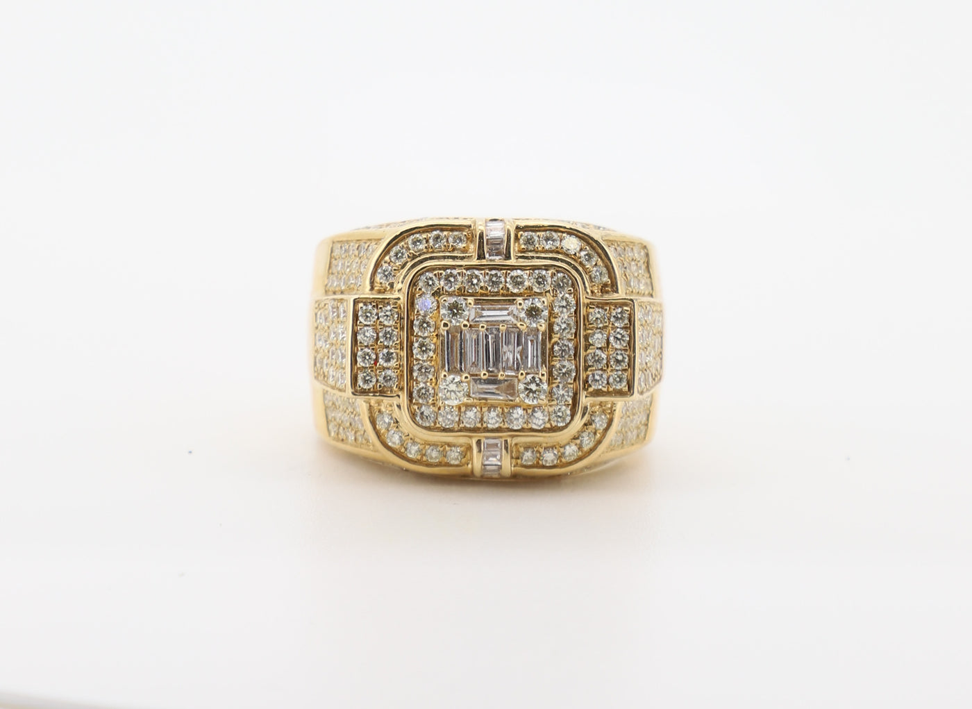 14K Gold 2.66 Carat Baguette & Round Cut Diamond Ring