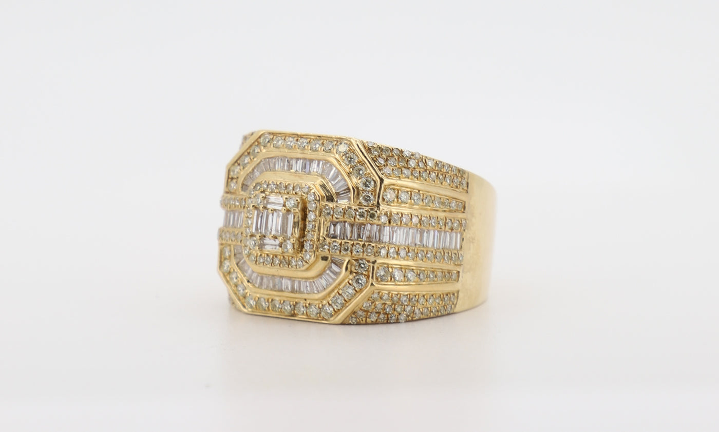 14K Gold 4.5 Carat Baguette & Round Cut Diamond Ring