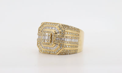 14K Gold 4.5 Carat Baguette & Round Cut Diamond Ring
