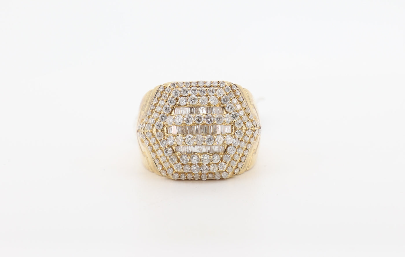 10K Gold 2.07 Carat Baguette & Round Cut Diamond Ring