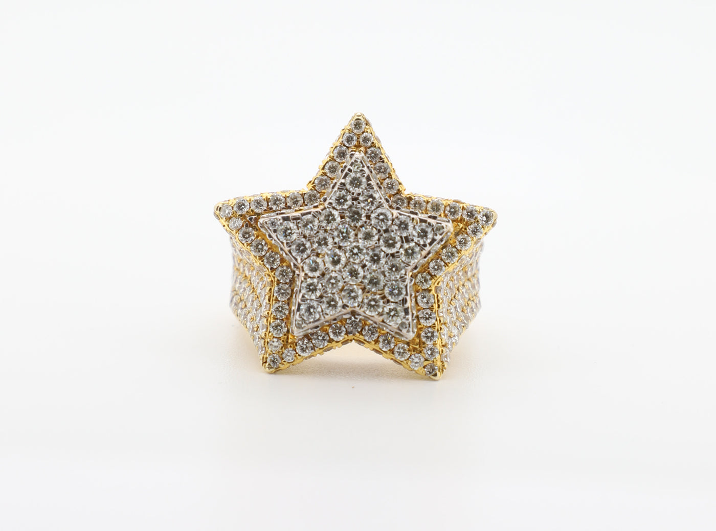 14K Two Tone Gold 5.5 Carat VS Diamond Star Ring