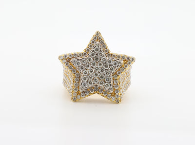 14K Two Tone Gold 5.5 Carat VS Diamond Star Ring