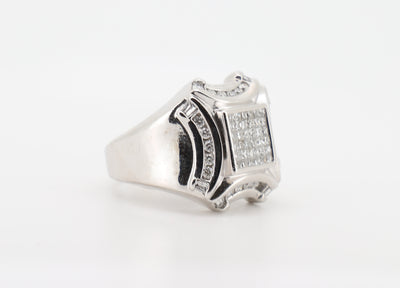 14K  White Gold 2 Carat Princess & Round Cut Diamond Ring